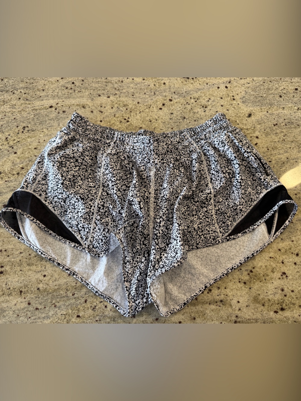 lululemon athletica Women's Black and White Speckled Athletic Shorts